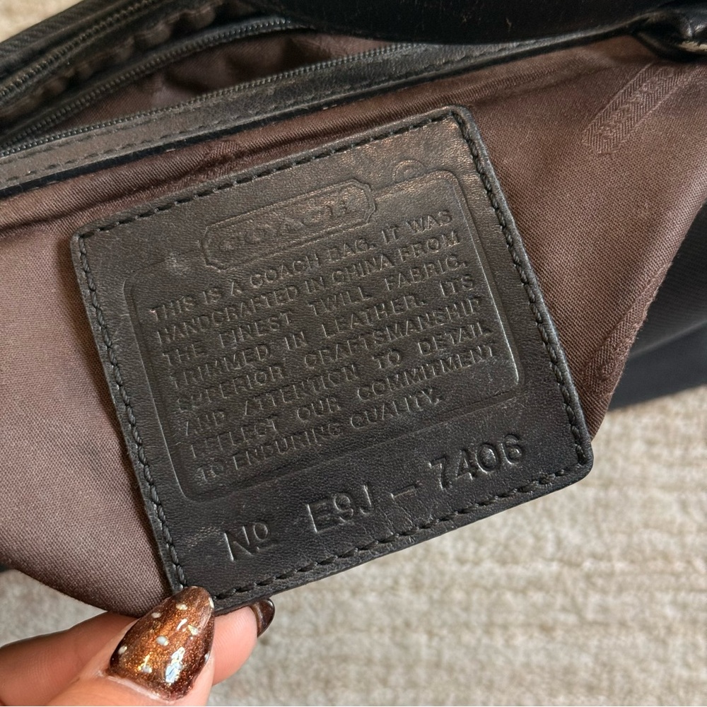 Vintage Coach 7406 Mercer Zip Shoulder Bag Black Fabric w/ Black leather accents - Picture 9 of 9